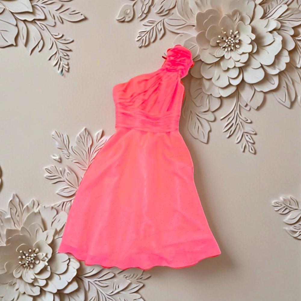 NWOT! Allure bridals coral colored one shoulder bridesmaid dress 4